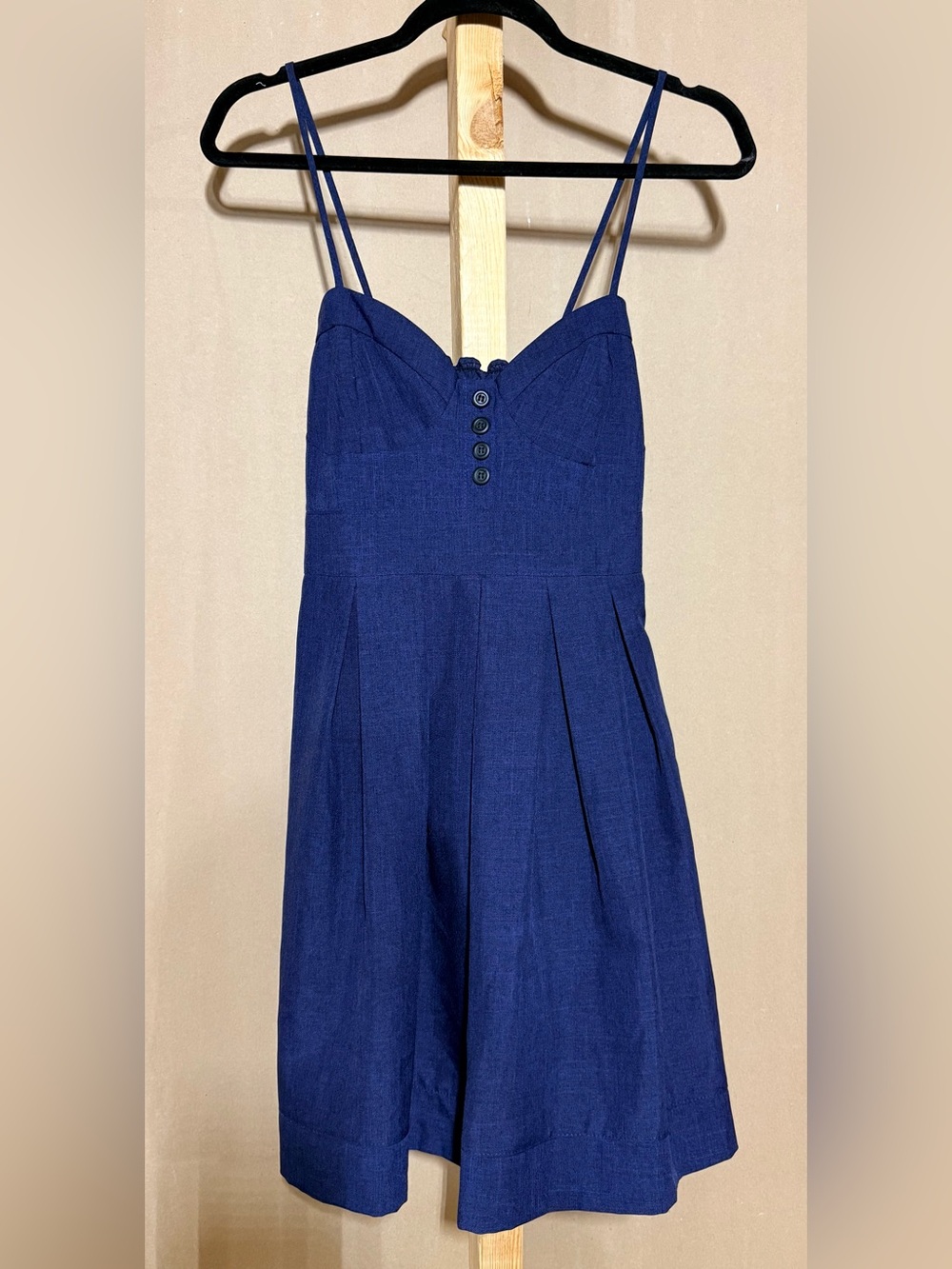 Urban Renewal Deep Blue Button-Front Spaghetti Strap Dress